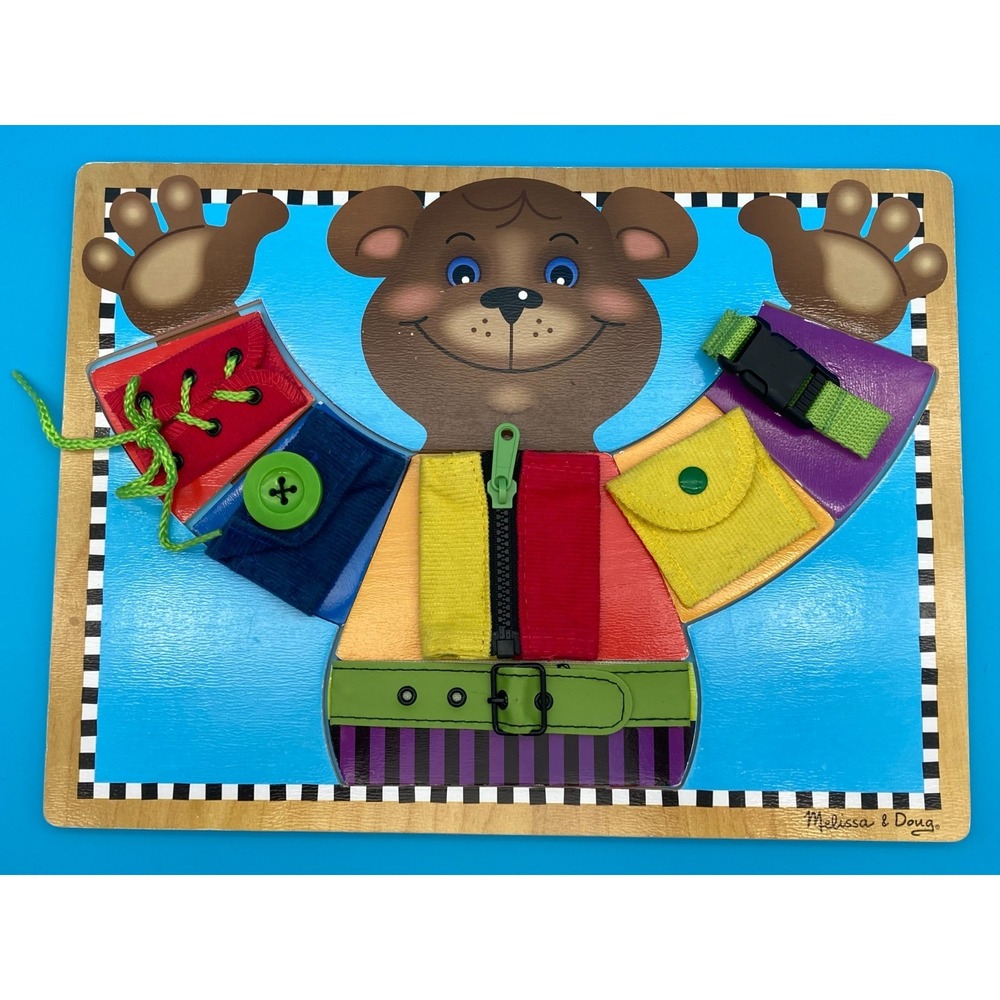 Melissa & Doug Wooden Basic Skills Board Bear Montessori Educational Puzzle